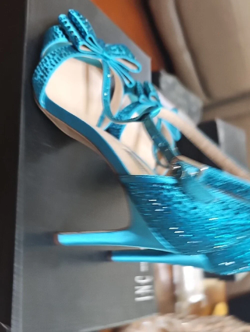 Elegant Teal Satin T-Strap Heels with Bow Accent